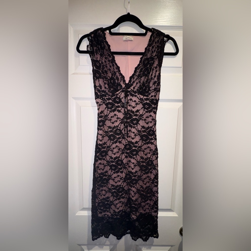 Speechless Black Lace Overlay Pink Slip